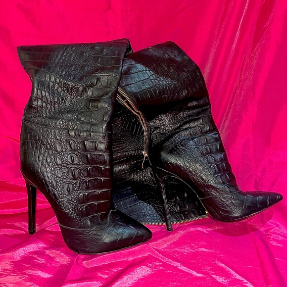 JENIFERLE BLACK CAIMAN CROCODILE BOOT - Picture 5 of 5